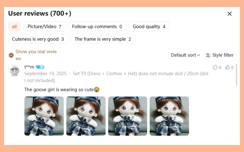 Order phụ kiện doll Taobao