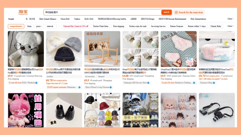 Order phụ kiện doll Taobao