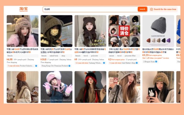 Order mũ len Taobao