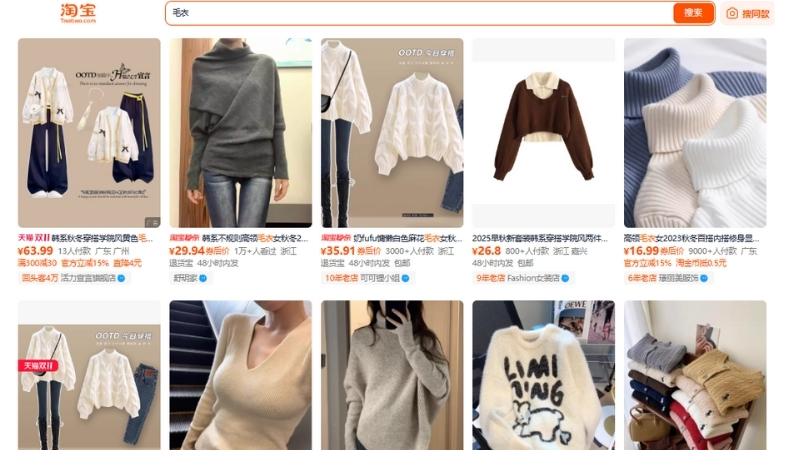 Hướng dẫn order áo len Taobao chất lượng, giá rẻ 1 Order áo len Taobao