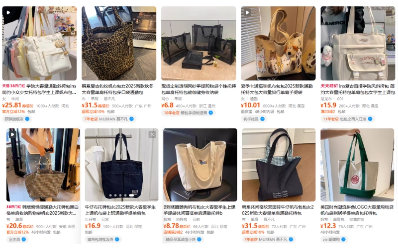 Order túi tote Taobao theo yêu cầu 1 Order túi tote Taobao